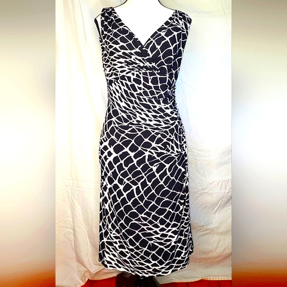 🤍Ralph Lauren🖤 Black and White Midi Dress| Size 2| EUC - Picture 3 of 10
